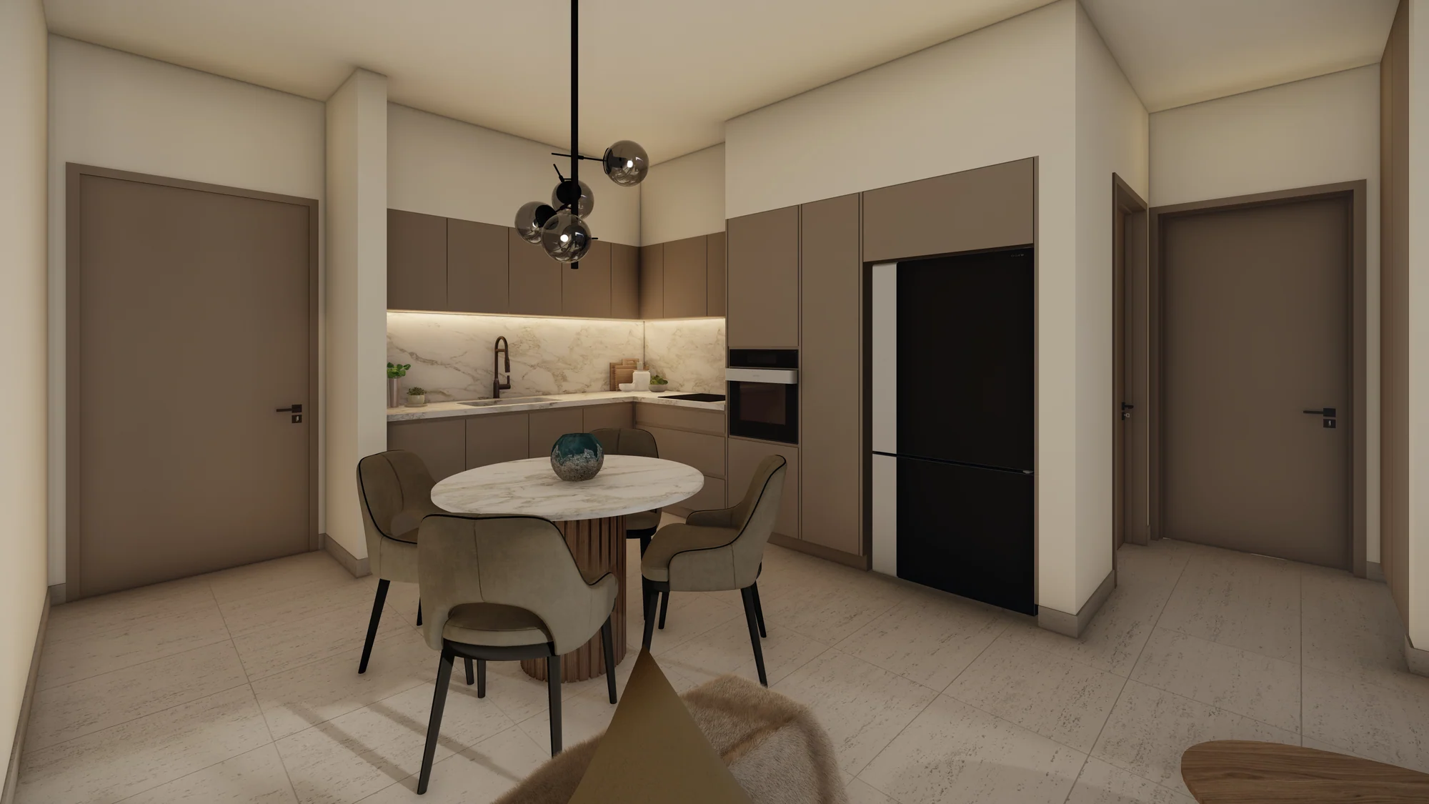 1-bedroom apartment · kitchen and dining