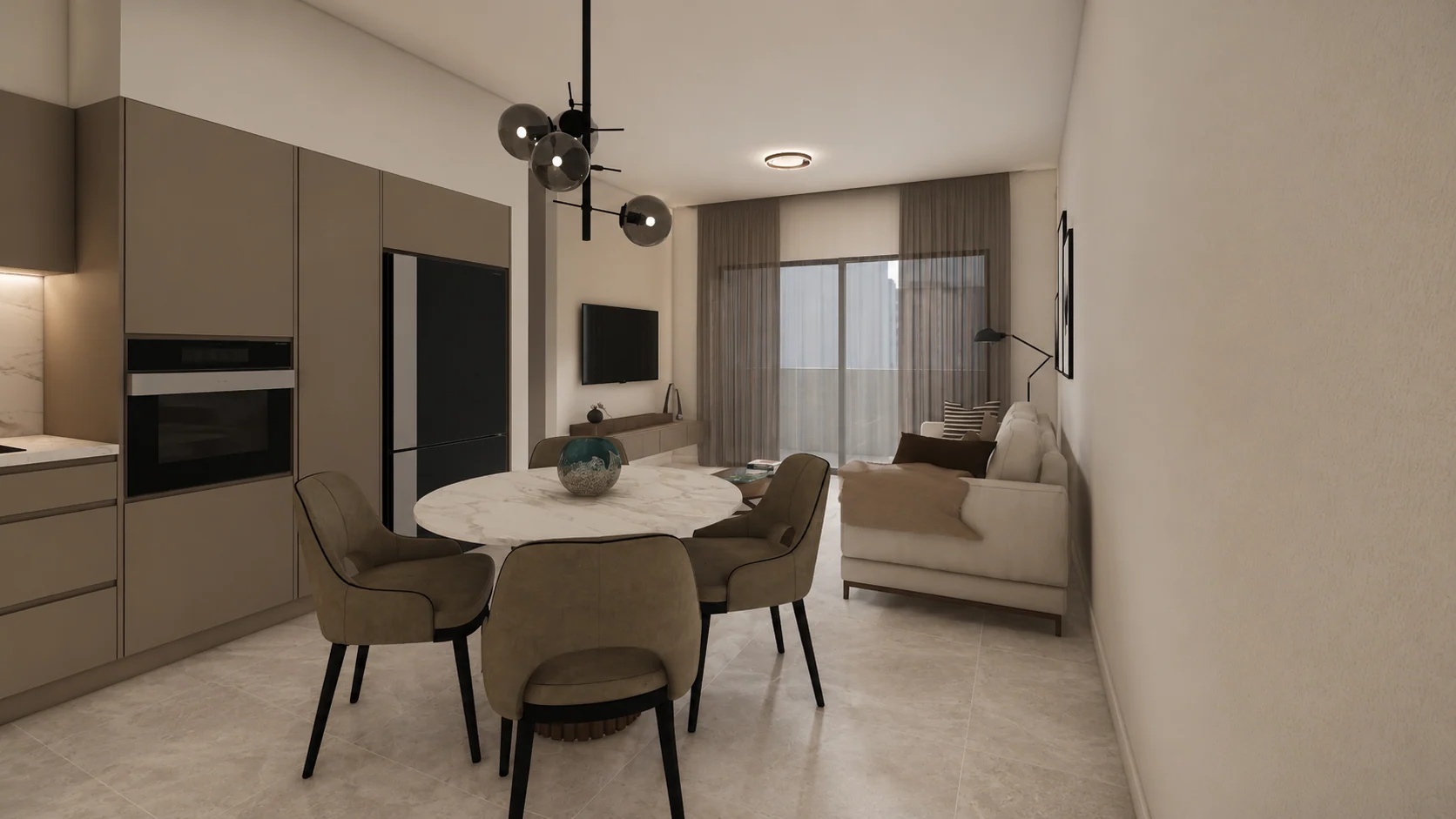 2-bedroom apartment · dining and living room