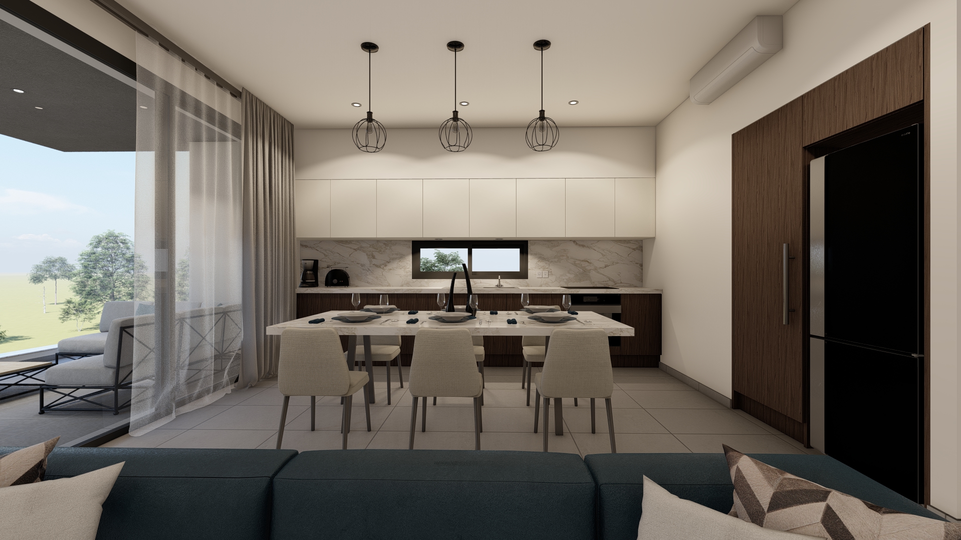 A rendered picture of Armonia Apartments Interior Kitchen
