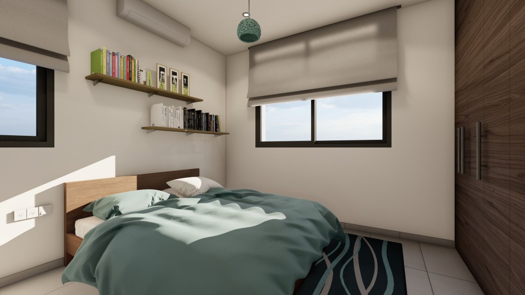 A rendered picture of Armonia Apartments Interior Bedroom 2