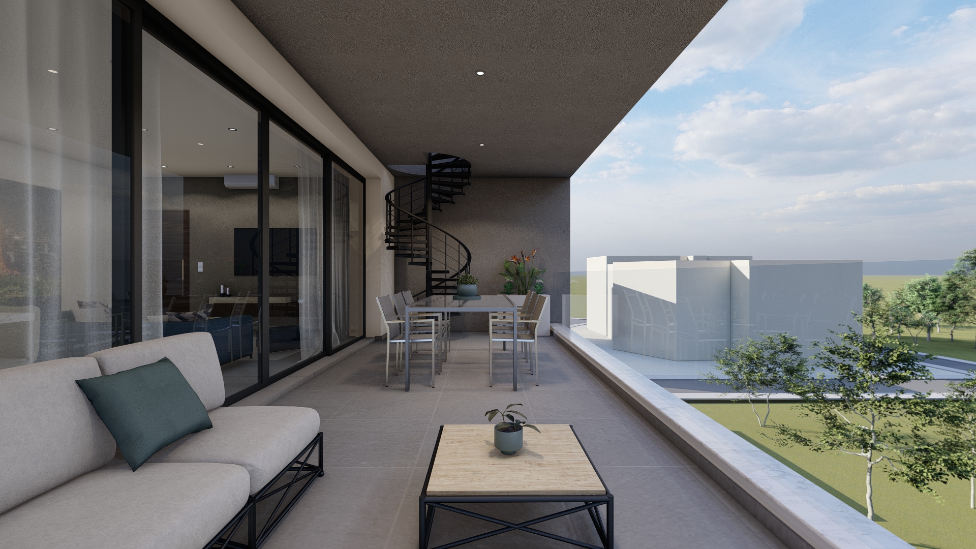 A rendered picture of Armonia Apartments Balcony
