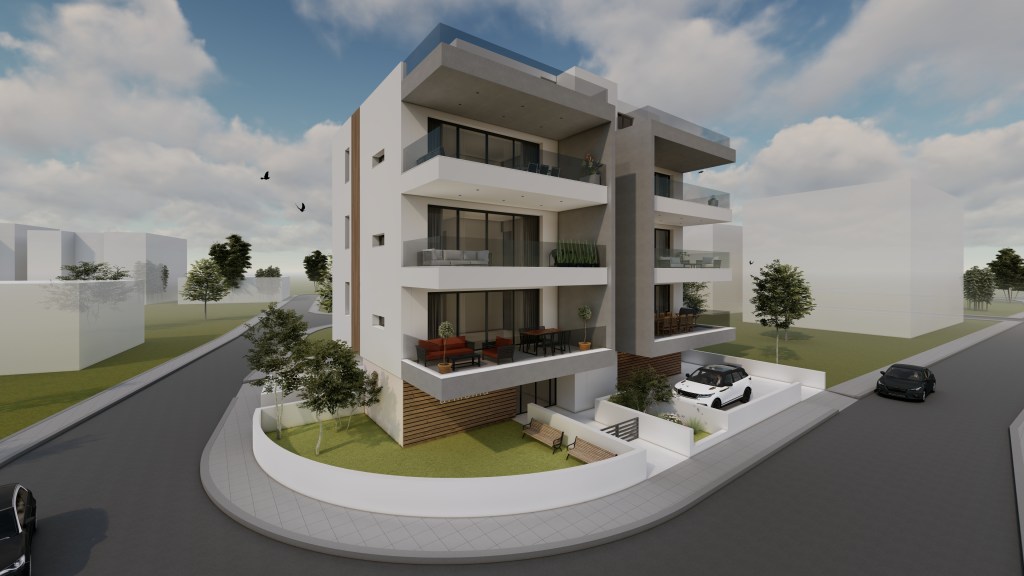 A rendered picture of Armonia Apartments Night Time Front View